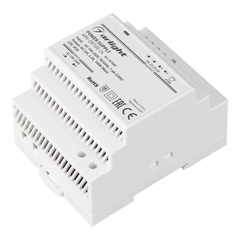 031087_1.jpeg Блок питания ARV-DR100-24 24В 4.2А 100Вт IP20 DIN-рейка Arlight 031087 — изображение 1