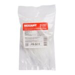 Хомут кабельный 2.5х100 P6.6 бел. с крепежным пистоном (уп.100шт) Rexant 07-0107 — изображение 3