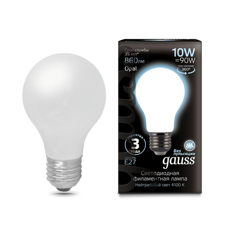 102202210_1.jpeg Лампа светодиодная филаментная Black Filament 10Вт A60 грушевидная матовая 4100К нейтр. бел. E27 860лм GAUSS 102202210 — изображение 1