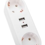 Двойник электрический линейный 16А с/з+2 USB-порта 2.4А бел. Rexant 11-1090 — изображение 4
