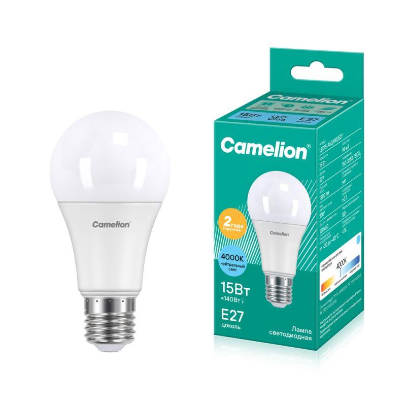 12186_1.jpeg Лампа светодиодная LED15-A60/845/E27 15Вт грушевидная 4500К E27 1320лм 220В бел. Camelion 12186 — изображение 1