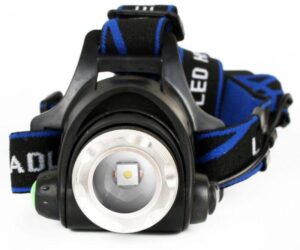 Фонарь аккумуляторный налобный E150 CREE 3Вт фокус 3 режима 220В пластик. черн. (бокс) Ultraflash 12188 — изображение 3