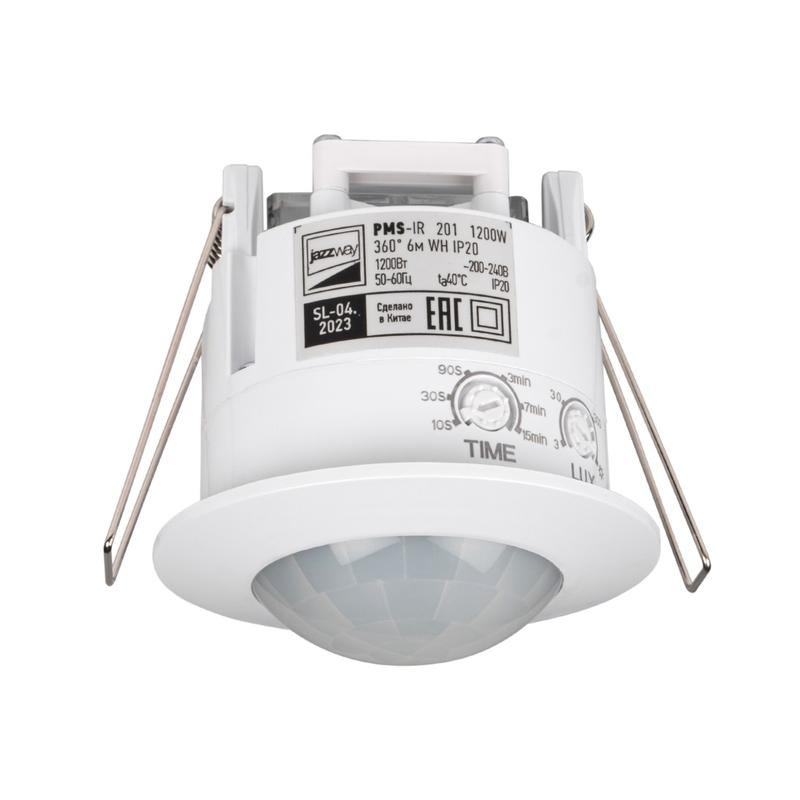 1229627.jpg Датчик движения PMS-IR 201 1200Вт 360град. 6м IP20 WH JazzWay 5012950 — изображение 1