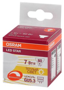 Лампа светодиодная LS MR16 D 80 110 7W/830 230В GU5.3 диммир. OSRAM 4058075229006 — изображение 2