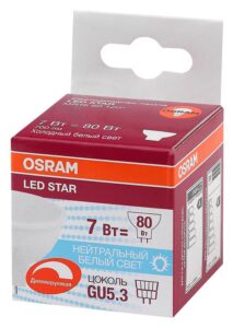 Лампа светодиодная LS MR16 D 80 110 7W/840 230В GU5.3 диммир. OSRAM 4058075229037 — изображение 2