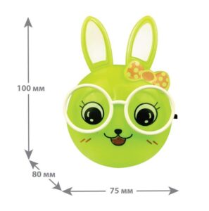 Светильник светодиодный NL-241 "Зайцы очкарики" 220В ночник с выкл. зел. Camelion 13816 — изображение 8