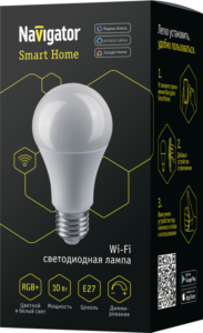 Лампа светодиодная 14 554 Smart Home NLL-A60-10-230-RGBWWW-E27-WIFI матовая E27 176-264В Navigator 14554 — изображение 2
