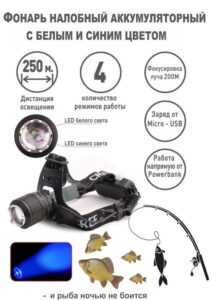 Фонарь налобный аккумуляторный LED5339 3.7В LED+син. LED 5Вт фокус 2 ак. 4 реж USB черн. Ultraflash 15041 — изображение 4