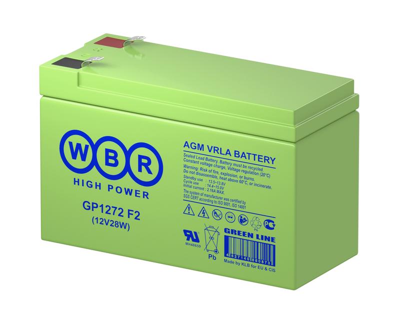 1623809.jpg Аккумулятор 12В 7.2А.ч WBR GP1272 F2 (12V28W) WBR — изображение 1