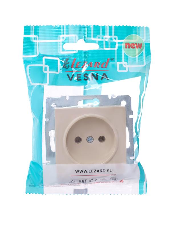1633873.jpg Розетка 1-м СП Vesna без заземл. ПБТ механизм крем. LEZARD 742-0388-121B — изображение 1