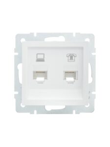 Розетка компьютерная + телефонная 1-м СП Vesna механизм бел. LEZARD 742-0288-143