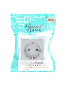 Розетка 1-м СП Vesna с заземл. ПБТ механизм платина LEZARD 742-3588-122B — изображение 2