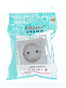 Розетка 1-м СП Vesna с заземл. защ. шторки ПБТ механизм платина LEZARD 742-3588-124B — изображение 2