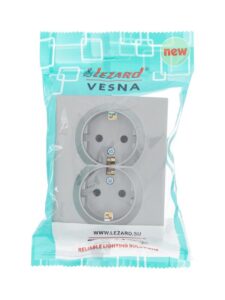 Розетка 2-м СП VESNA с заземл. ПБТ платина LEZARD 742-3500-127B — изображение 2