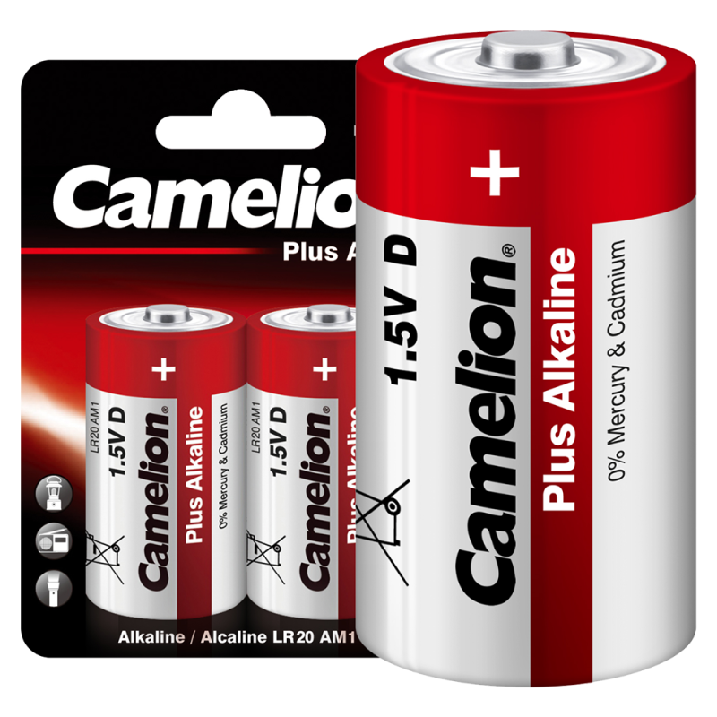 1654_1.png Элемент питания алкалиновый D/LR20 1.5В Plus Alkaline LR20-BP2 BL-2 (блист.2шт) Camelion 1654 — изображение 1