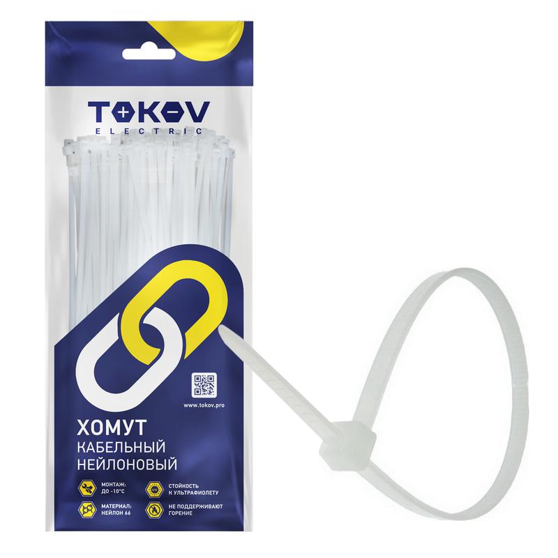 1672334.jpg Хомут кабельный нейлоновый бел. 3.6х250 (уп.100шт) TOKOV ELECTRIC TKE-HNS-3.6-250-W/100 — изображение 1