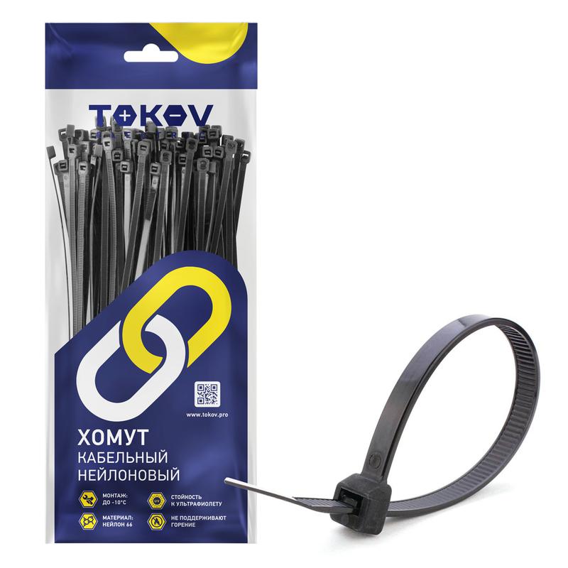 1672345.jpg Хомут кабельный нейлоновый черн. 3.6х300 (уп.100шт) TOKOV ELECTRIC TKE-HNS-3.6-300-B/100 — изображение 1