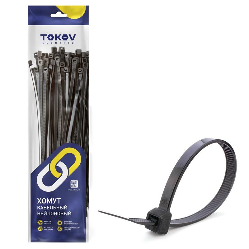 1672347.jpg Хомут кабельный нейлоновый черн. 4.8х250 (уп.100шт) TOKOV ELECTRIC TKE-HNS-4.8-250-B/100 — изображение 1