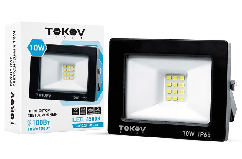 1686631.jpg Прожектор светодиодный 10Вт 600лм 6500К IP65 черн. (TKL) TOKOV ELECTRIC TKL-FL/LED-10-6.5K-IP65 — изображение 1