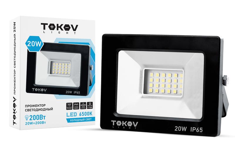 1686632.jpg Прожектор светодиодный 20Вт 1300лм 6500К IP65 черн. (TKL) TOKOV ELECTRIC TKL-FL/LED-20-6.5K-IP65 — изображение 1