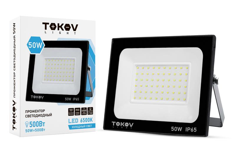 1686634.jpg Прожектор светодиодный 50Вт 3400лм 6500К IP65 черн. (TKL) TOKOV ELECTRIC TKL-FL/LED-50-6.5K-IP65 — изображение 1