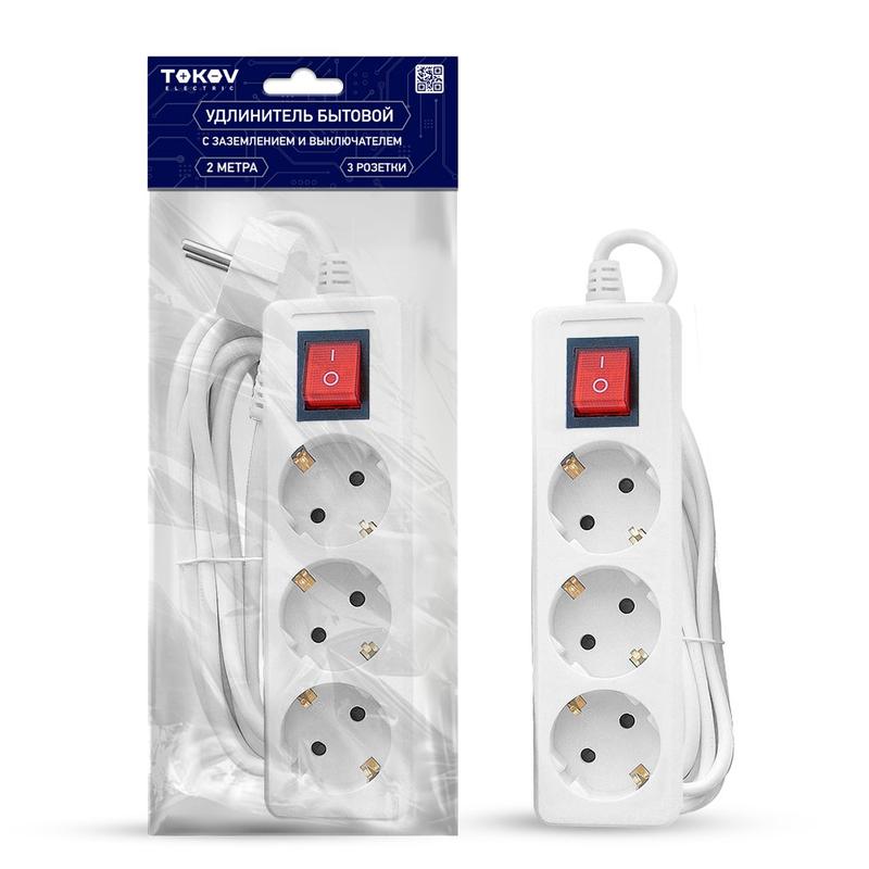 1701108.jpg Удлинитель 3х2м с заземл. с выкл. 16А 3х1 TOKOV ELECTRIC TKE-C01-BU3-2-1-ZV — изображение 1