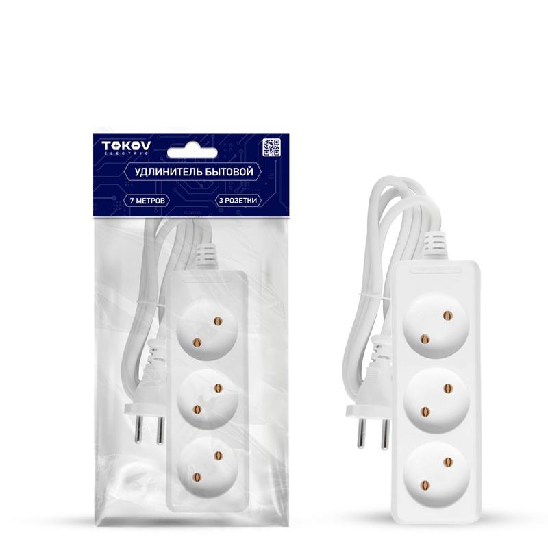 1701111.jpg Удлинитель 3х7м без заземл. 16А 2х1 TOKOV ELECTRIC TKE-C01-BU3-7-1 — изображение 1