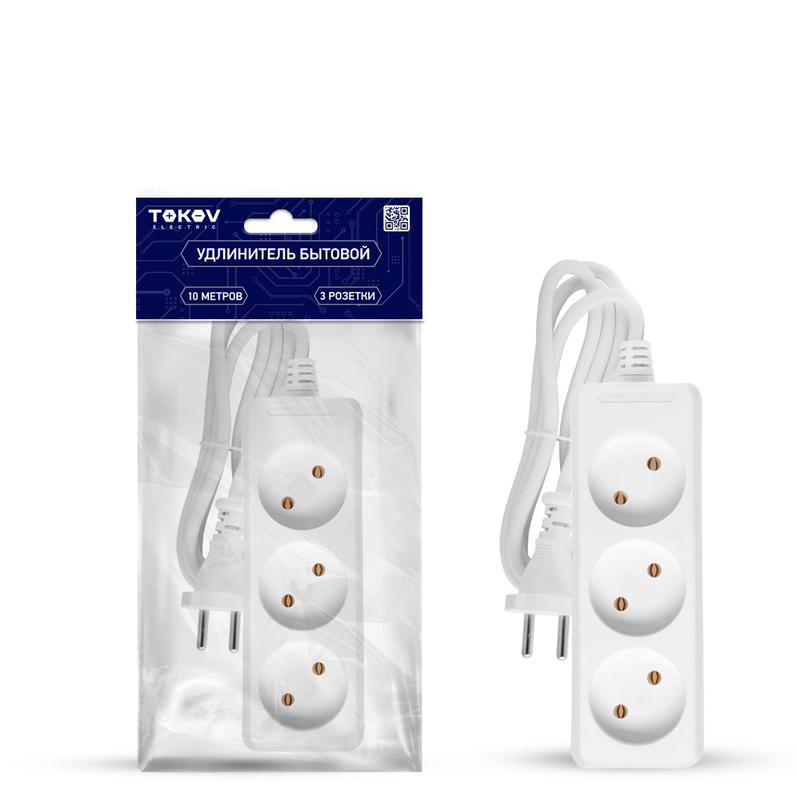 1701114.jpg Удлинитель 3х10м без заземл. 16А 2х1 TOKOV ELECTRIC TKE-C01-BU3-10-1 — изображение 1