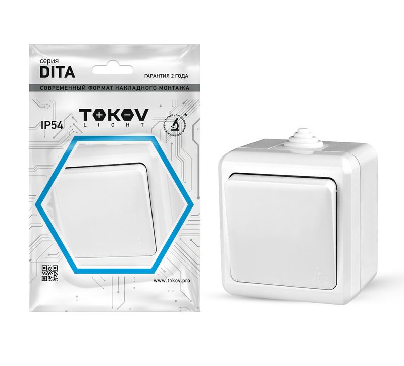 1710642.jpg Выключатель 1-кл. ОП Dita IP54 10А 250В бел. TOKOV ELECTRIC TKL-DT-V1-C01-IP54 — изображение 1