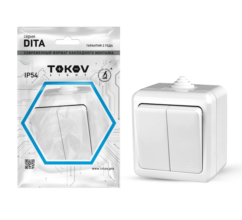 1710647.jpg Выключатель 2-кл. ОП Dita IP54 10А 250В бел. TOKOV ELECTRIC TKL-DT-V2-C01-IP54 — изображение 1