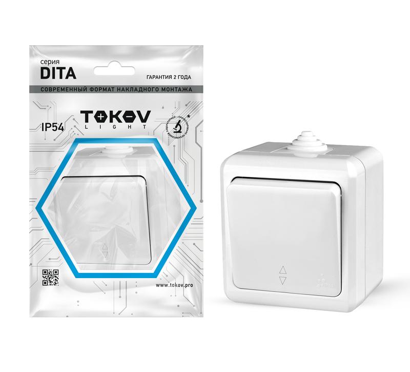 1710648.jpg Переключатель 1-кл. ОП Dita IP54 10А 250В бел. TOKOV ELECTRIC TKL-DT-P1-C01-IP54 — изображение 1