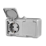 Розетка 2-м ОП Dita 16А IP54 250В с заземл. с крышкой сер. TOKOV ELECTRIC TKL-DT-R2Z-C06-IP54 — изображение 2