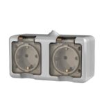 Розетка 2-м ОП Dita 16А IP54 250В с заземл. с прозр. крышкой сер.TOKOV ELECTRIC TKL-DT-R2Z-C06T-IP54 — изображение 2