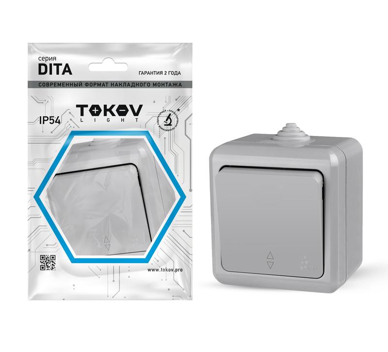 1710661.jpg Переключатель 1-кл. ОП Dita IP54 10А 250В сер. TOKOV ELECTRIC TKL-DT-P1-C06-IP54 — изображение 1