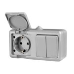 Блок ОП Dita (розетка 16А 250В с заземл. + 2-кл. выкл. 10А) IP54 сер. TOKOV ELECTRIC TKL-DT-V2RZ-C06-IP54 — изображение 2