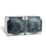 Розетка 2-м ОП Nix 16А IP54 250В с заземл. с прозр. крышкой сер. TOKOV ELECTRIC TKE-NX-R2Z-C06T-IP54 — изображение 4