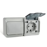 Блок ОП Nix (розетка 16А 250В с заземл. + 1-кл. выкл. 10А) IP54 сер. TOKOV ELECTRIC TKE-NX-V1RZ-C06T-IP54 — изображение 2