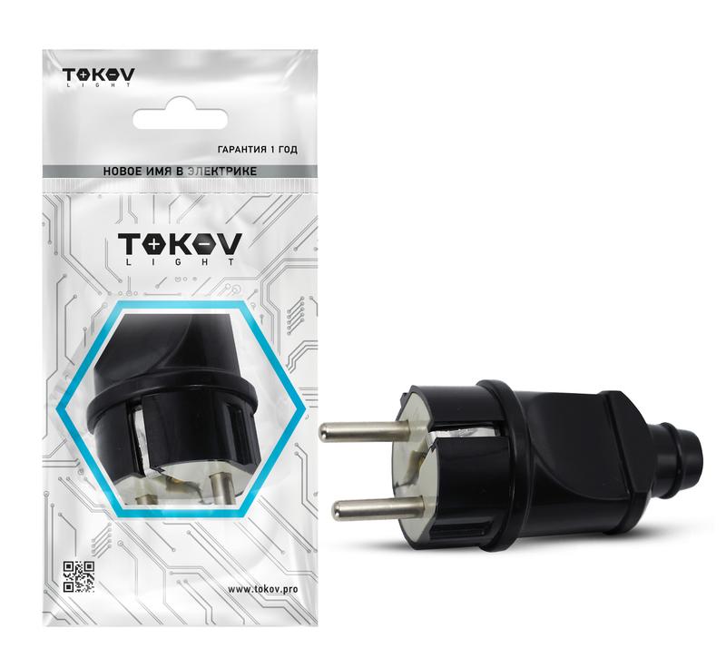 1745034.jpg Вилка прямая 16А 250В с заземл. черн. TOKOV ELECTRIC TKL-PLZ-C05 — изображение 1