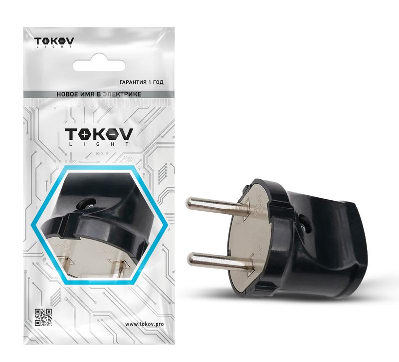 1745036.jpg Вилка прямая 6А 250В без заземл. черн. TOKOV ELECTRIC TKL-PL-C05 — изображение 1