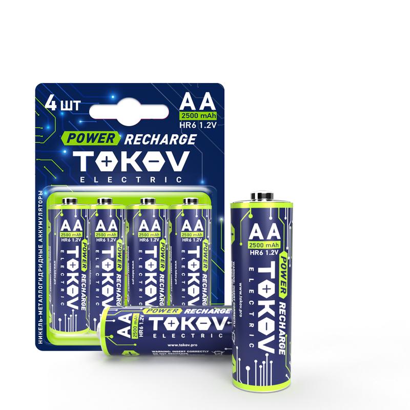 1754908.jpg Аккумулятор AA/HR6 2500мА.ч (блист.4шт) TOKOV ELECTRIC TKE-NMA-HR6/B4 — изображение 1