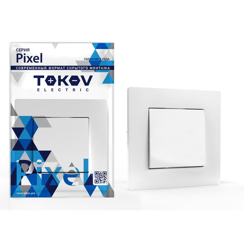 1791353.jpg Выключатель 1-кл. СП Pixel 10А IP20 в сборе бел. TOKOV ELECTRIC TKE-PX-V1F-C01 — изображение 1