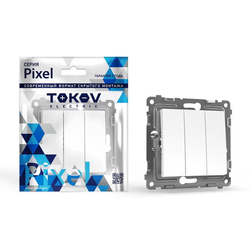 1791359.jpg Выключатель 3-кл. СП Pixel 10А IP20 механизм бел. TOKOV ELECTRIC TKE-PX-V3-C01 — изображение 1