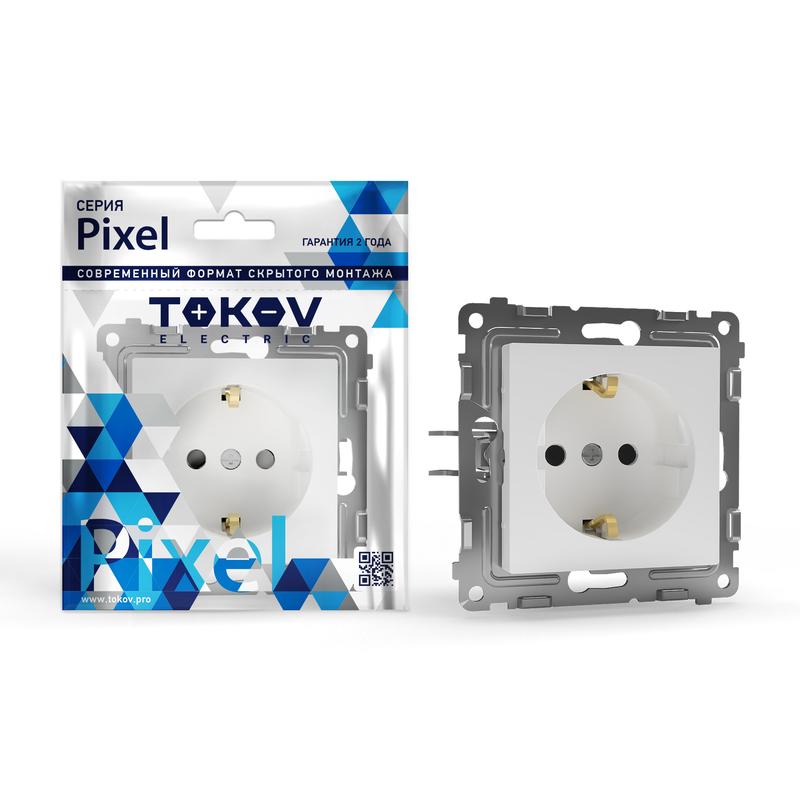 1791365.jpg Розетка 1-м СП Pixel 16А IP20 с заземл. механизм бел. TOKOV ELECTRIC TKE-PX-R1Z-C01 — изображение 1