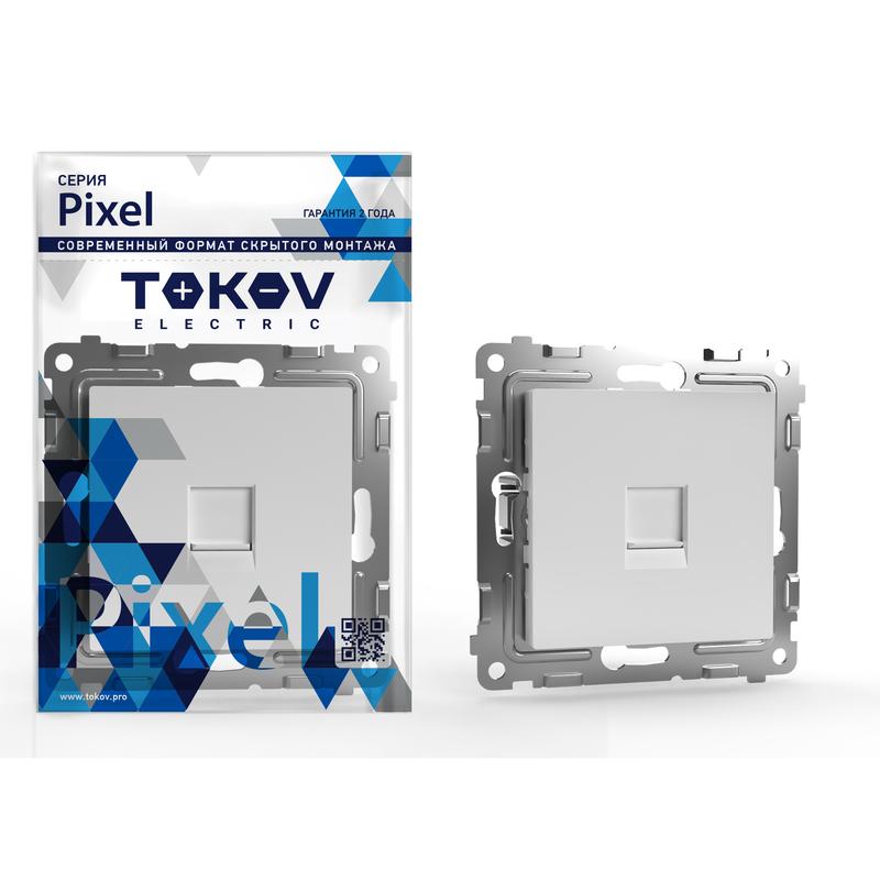 1791379.jpg Розетка компьютерная 1-м СП Pixel RJ45 кат.5E механизм бел. TOKOV ELECTRIC TKE-PX-RC1-C01 — изображение 1