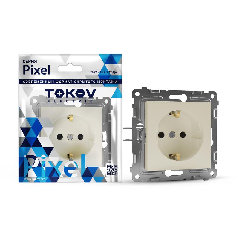 1792238.jpg Розетка 1-м СП Pixel 16А IP20 с заземл. механизм беж. TOKOV ELECTRIC TKE-PX-R1Z-C02 — изображение 1