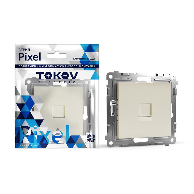 1792247.jpg Розетка телефонная 1-м СП Pixel RJ11 механизм беж. TOKOV ELECTRIC TKE-PX-RT1-C02 — изображение 1