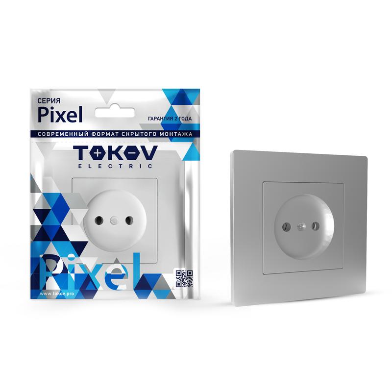 1792264.jpg Розетка 1-м СП Pixel 16А IP20 без заземл. в сборе алюм. TOKOV ELECTRIC TKE-PX-R1F-C03 — изображение 1