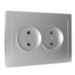 Розетка 2-м СП Pixel 16А IP20 без заземл. в сборе алюм. TOKOV ELECTRIC TKE-PX-R2F-C03 — изображение 2
