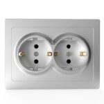 Розетка 2-м СП Pixel 16А IP20 с заземл. защ. шторки в сборе алюм. TOKOV ELECTRIC TKE-PX-R2FZSF-C03 — изображение 4