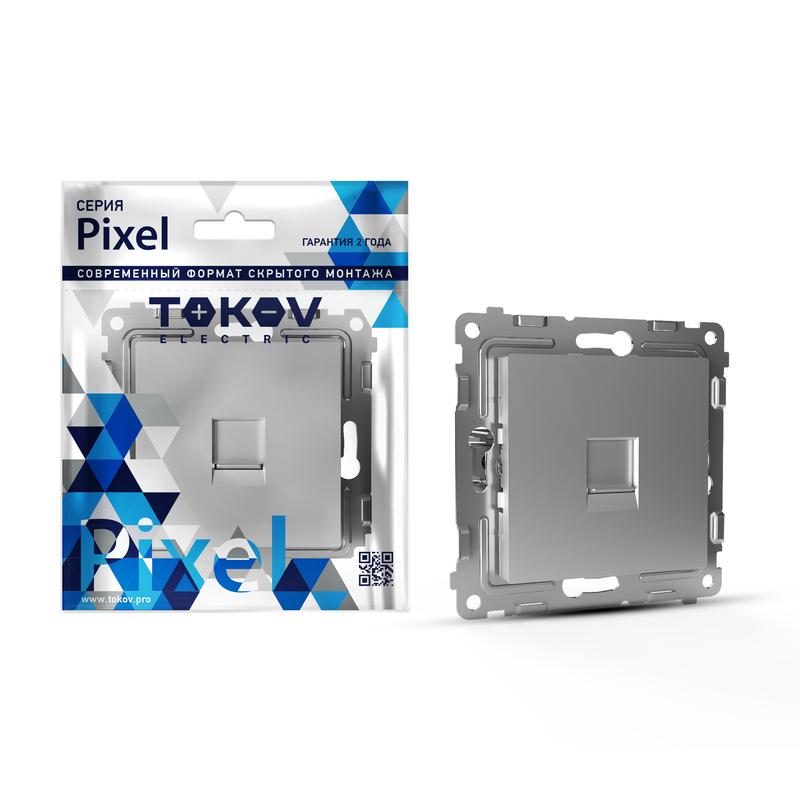 1792276.jpg Розетка телефонная 1-м СП Pixel RJ11 механизм алюм. TOKOV ELECTRIC TKE-PX-RT1-C03 — изображение 1
